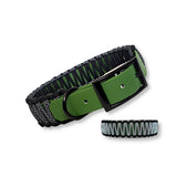 Reflektierendes Hundehalsband aus Paracord und Gurtband (Biothane ähnlich) in olive und schwarz von SammyLunaDesigns