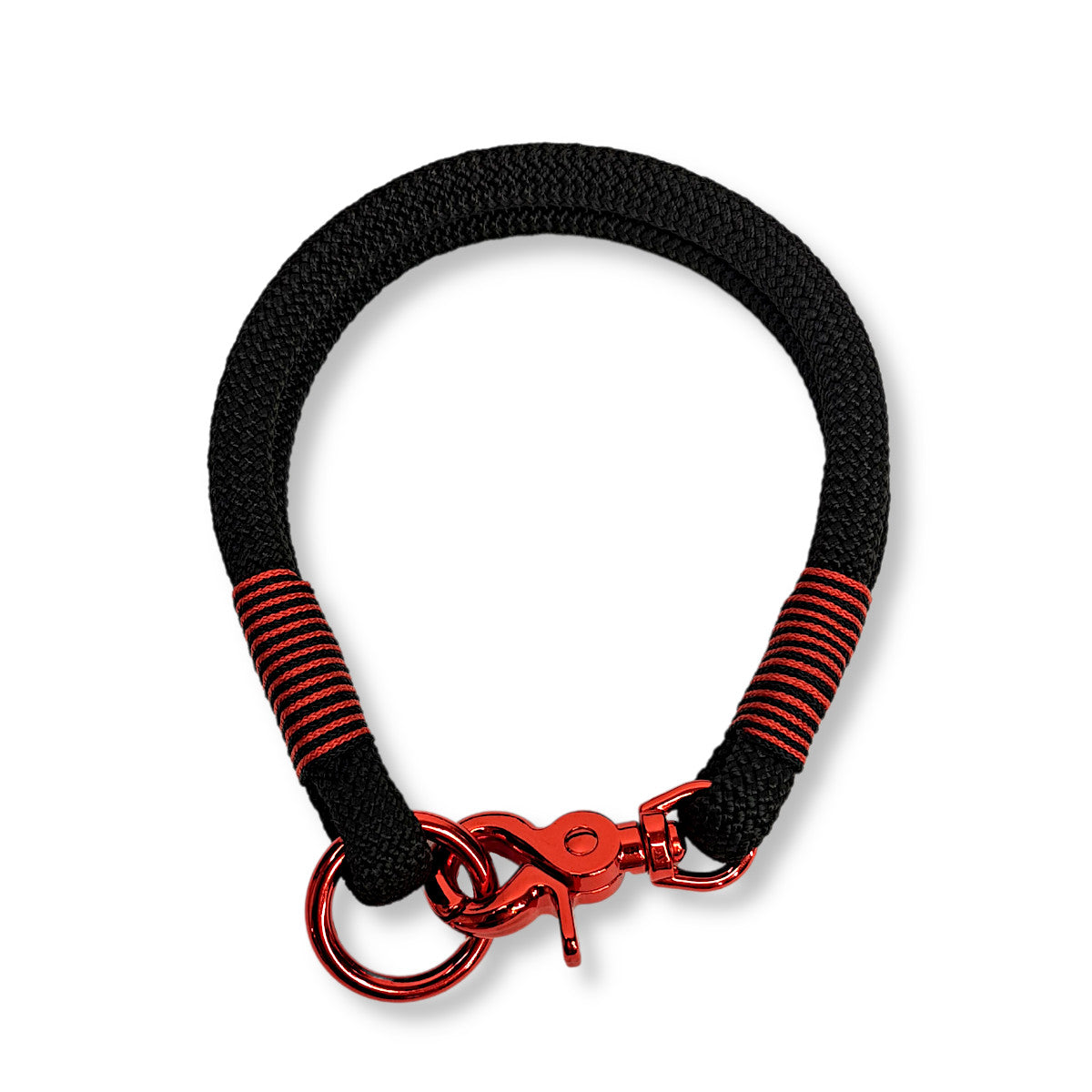 Hundehalsband aus Segeltau in schwarz-rot von SammyLunaDesigns.