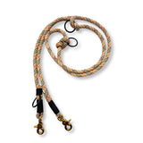 Hundeleine aus Tauseil in Tartan-Beige mit antik-goldenem Karabiner